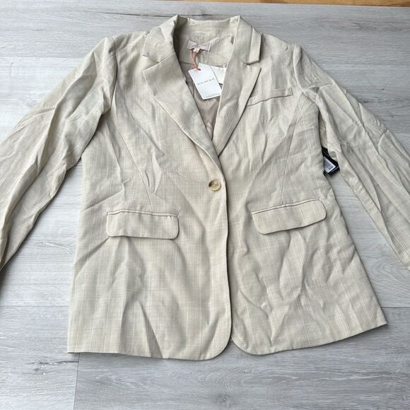 Skies Are Blue MÉLANGE TAILORED BLAZER Beige Medium Nwt - Picture 6 of 8